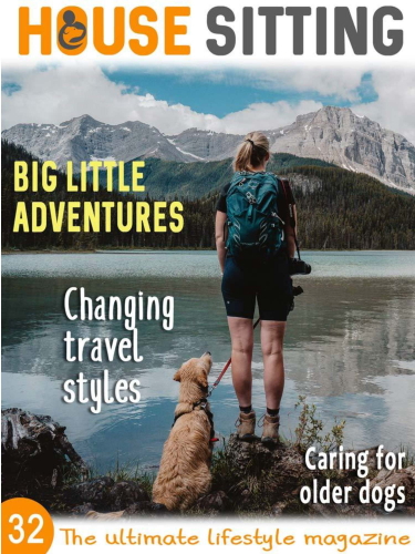 House Sitting Magazine Cover with woman and dog standing overlooking a lake